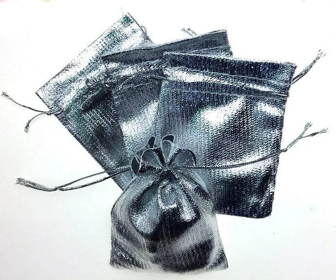 Buy 11*16cm 200pcs Handmade Silver Drawstring Bags for
