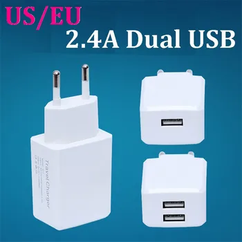 

800pcs 5V 2.4A EU US Plug Dual USB Ports Home Travel USB Wall AC Power Charger Adapter For Samsung Galaxy iphone ipad huawei