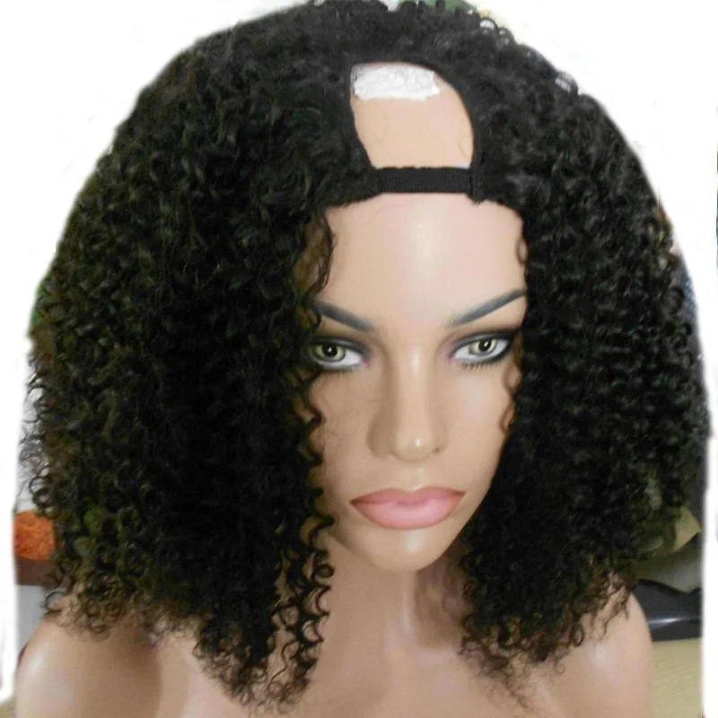 LUFFYHAIR бразильские кудрявые U часть человеческих волос парики для черных женщин бесклеевая remy волосы U часть парики 180% Плотность для продажи
