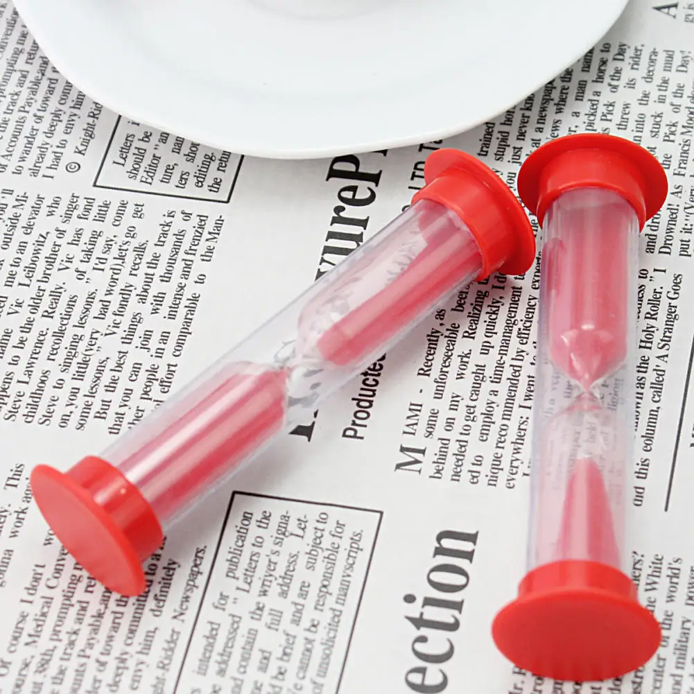 

2PCS Children Kids Red Color Toothbrush Sand Timer Plastic Sandglass Hourglass Sand Clock Timer Two Minutes Puzzle toy