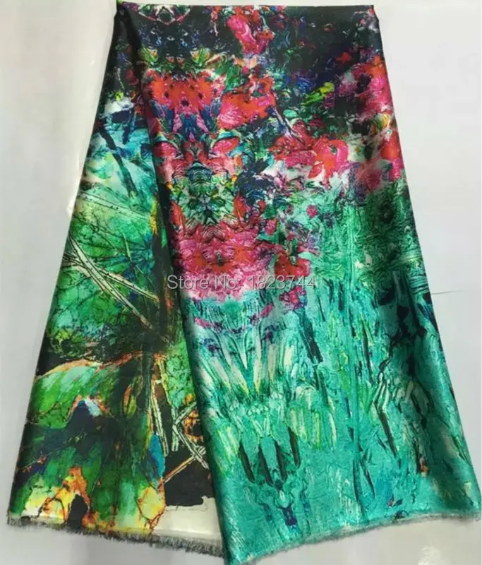 (5yards/lot) AYS738-27 Good looking digital prints Silk elastic satin silk stretch African fabric | Дом и сад