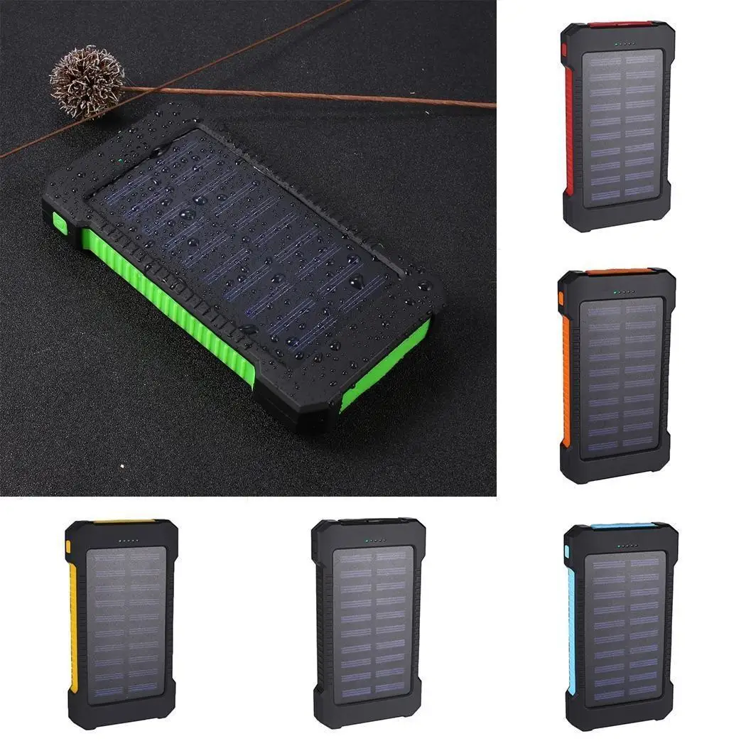

30000mAh Outdoor Solar Portable 2 USB Power Bank Powerbank Hanger Compass DustStop External Battery For Xiaomi MI iPhone Samsung