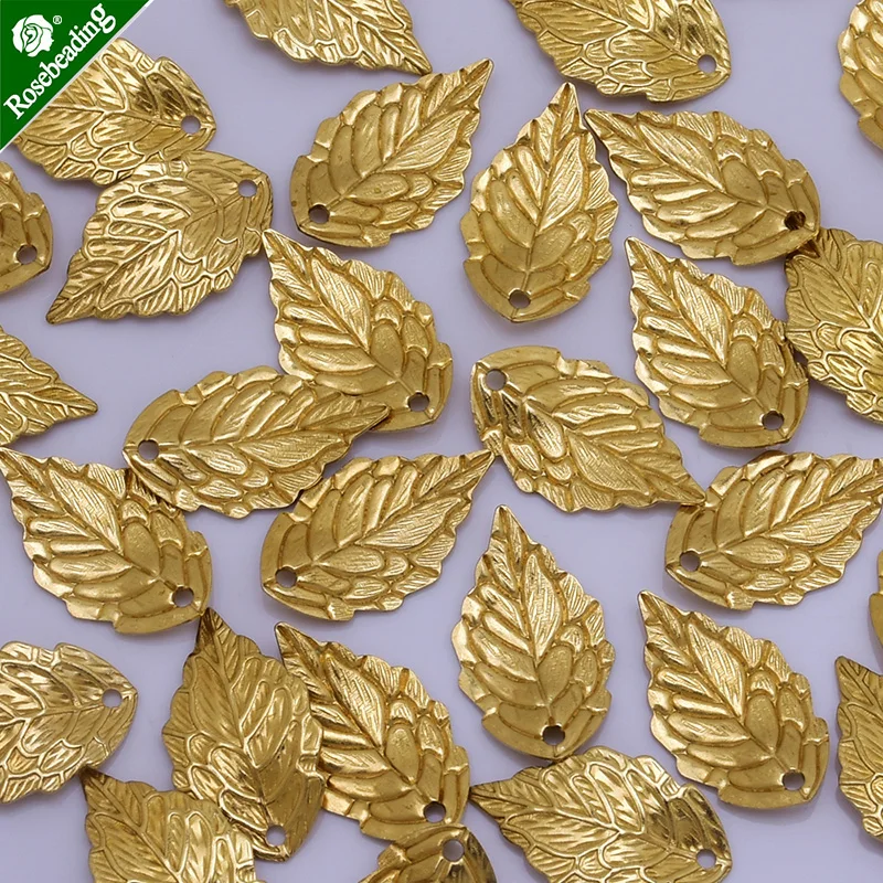 

10x17mm Brass Gold plated leaf charm,leaf pendant,Hair accessories leaf,leaf Spacer,handcrafted jewelry,sold 50pcs/lot