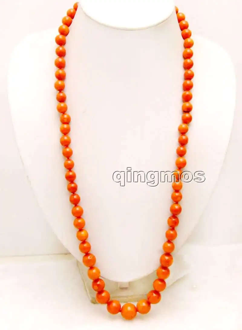 

Big 10-16mm Natural Orange Round high quality Coral 30'' Necklace-nec6158 Wholesale/retail Free shipping