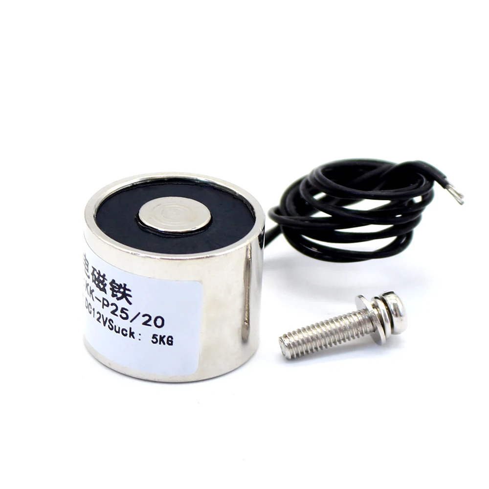 

25*20mm Suction 5KG 50N DC 5V/12V/24V Mini solenoid electromagnet electric Lifting electro magnet strong holder cup DIY 12 v