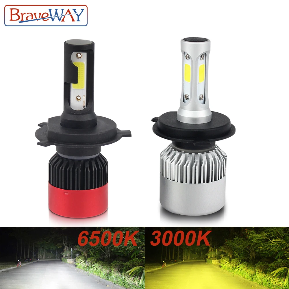 

BraveWay Small Size LED Light Bulbs for Cars H1 H3 H4 Led Dual Color 3000K 6500K Headlight H7 H8 H11 9005 9006 LED Bulb Lamp Car