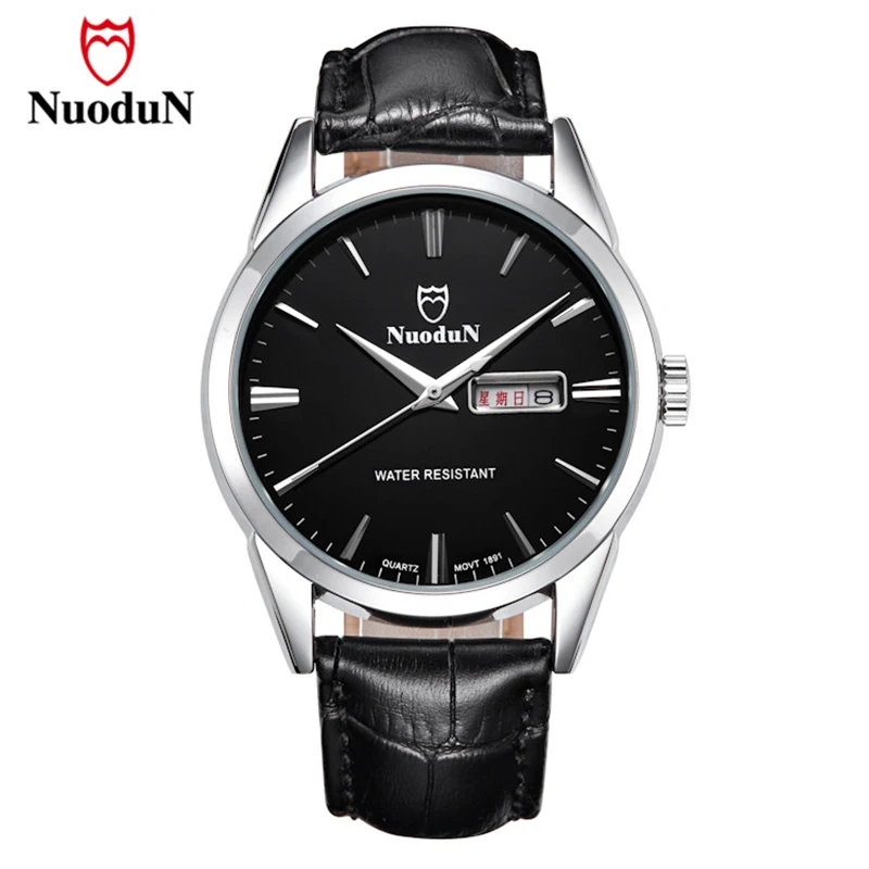 Nuodun New Brand Men Watch Gold Plated Stainless Steel Case Casual Mens Quartz Watch Waterproof Leather Strap Date Clock 1891 Nuodun New Brand Men Watch Gold Plated Stainless Steel Case Casual Mens Quartz Watch Waterproof Leather Strap Date Clock 1891