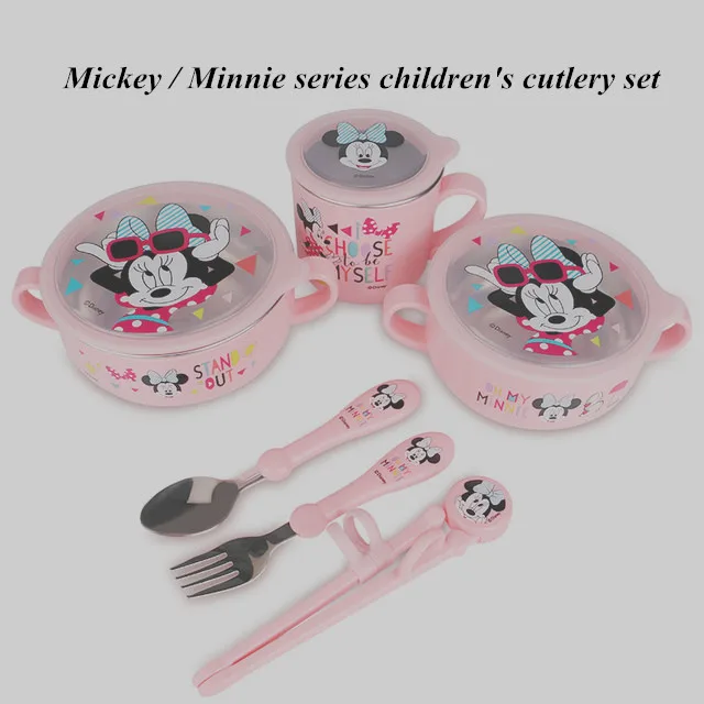 6-piece Disney Kids Dinnerware Sets Child Assisted Dishes Bowl Baby Feeding Mickey Minnie Milk Cup Chopsticks Spoon Fork Sets 6-piece Disney Kids Dinnerware Sets Child Assisted Dishes Bowl Baby Feeding Mickey Minnie Milk Cup Chopsticks Spoon Fork Sets