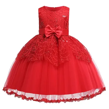 

6 Color Floral Wedding Party Clothes Bow Girls Princess Dresses Children Flower Baby Birthday Clothing 2-6 Year Girl Dress