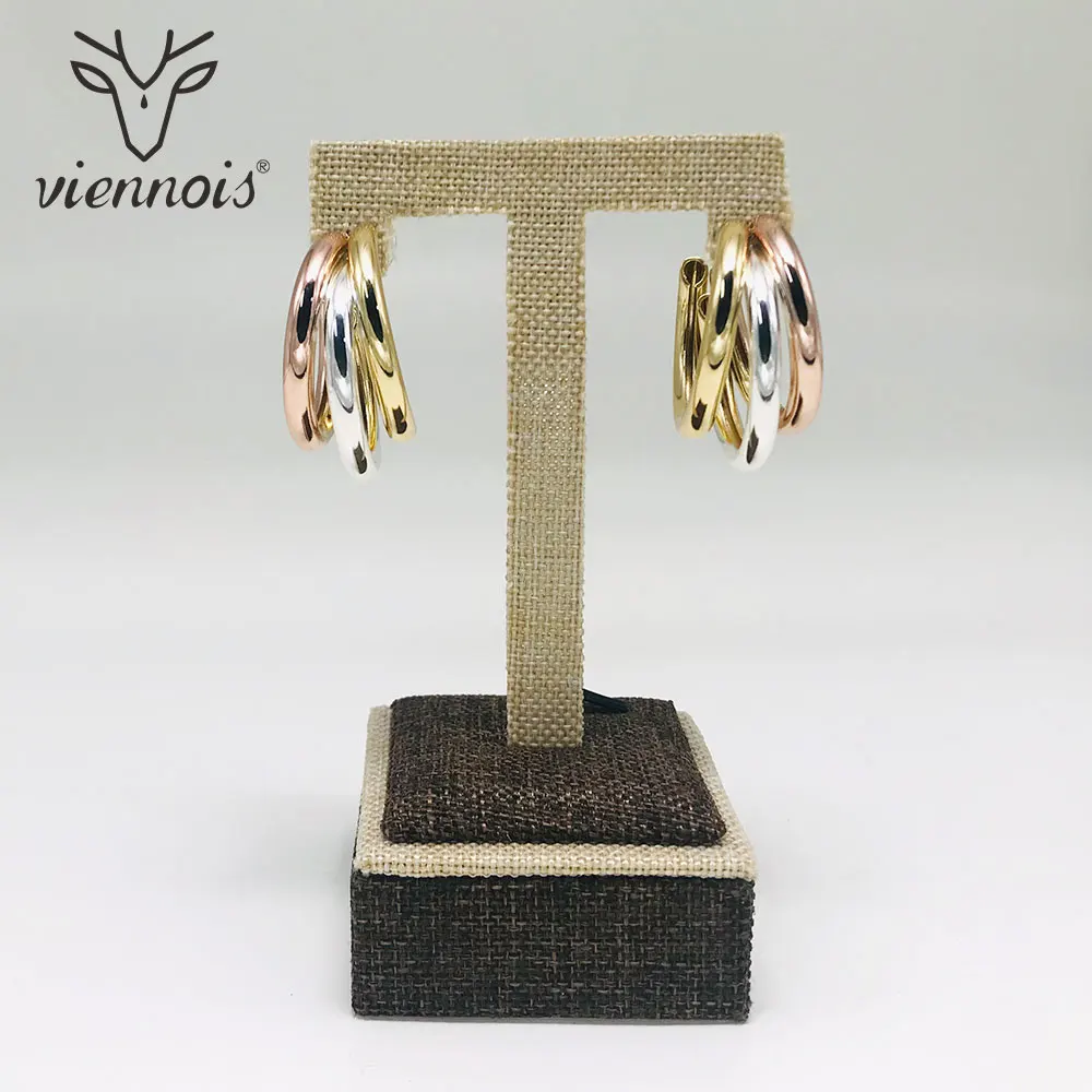 Viennois Mix / Rose Gold / Gold Color Stud Earrings For Women Metal Geomertic Earrings Female Wedding Party Jewelry 2018
