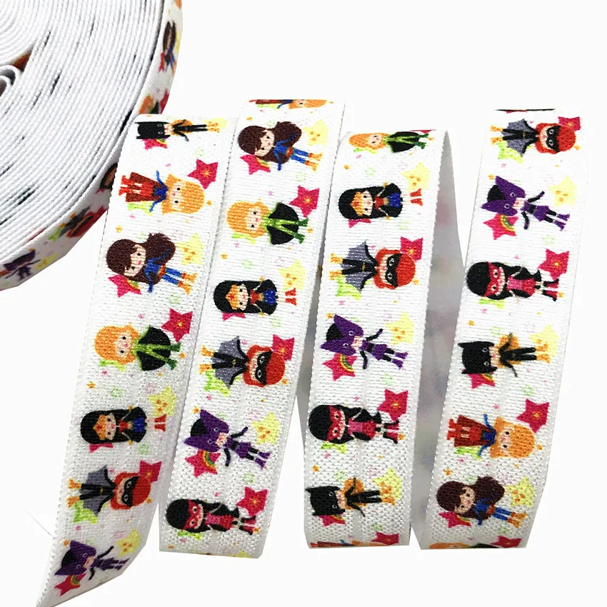 

Halloween party 16mm Bat ribbon printed Fold over elastic FOE Webbing DIY handmade materials decoration accessory 5/8'' 10 yard