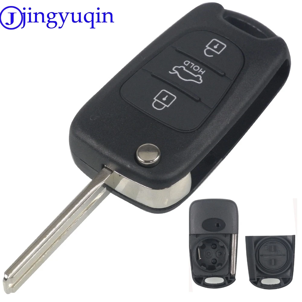 

jingyuqin 10ps/lot 3 Buttons Remote Key Fob Case Cover Shell For Hyundai I30 IX35 For Kia K2 K5 With Holder Buttons With Logo