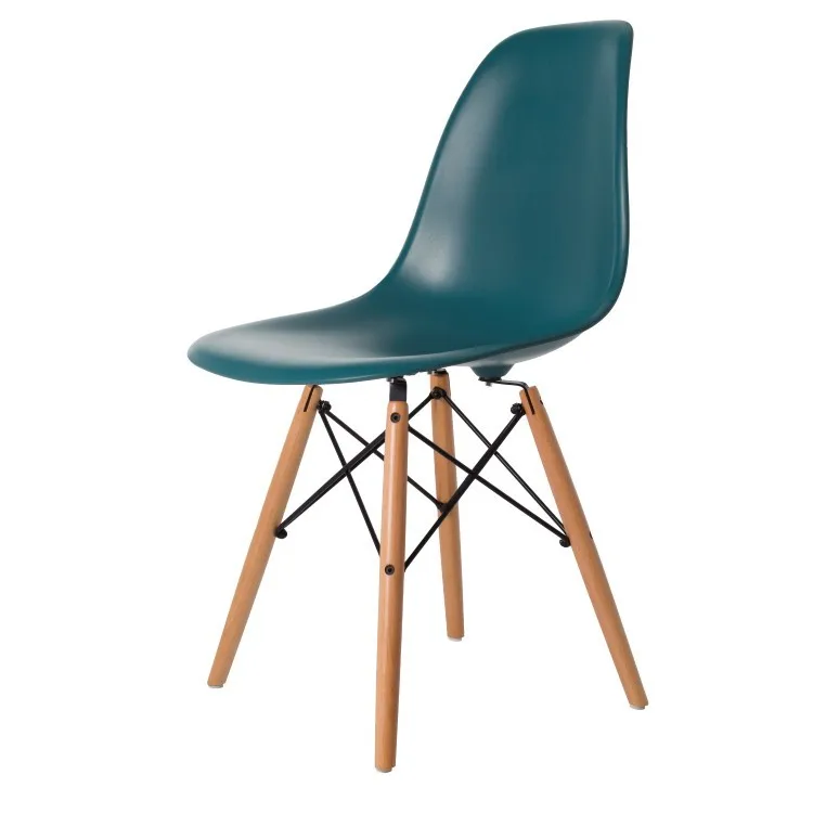 Современный дизайн обеденный стул со спинкой с деревянными ножками/пластиковый модный дизайн классический боковой стул/Лофт стиль кафе столовая Chair-6PCS набор - Цвет: Ocear Blue 13