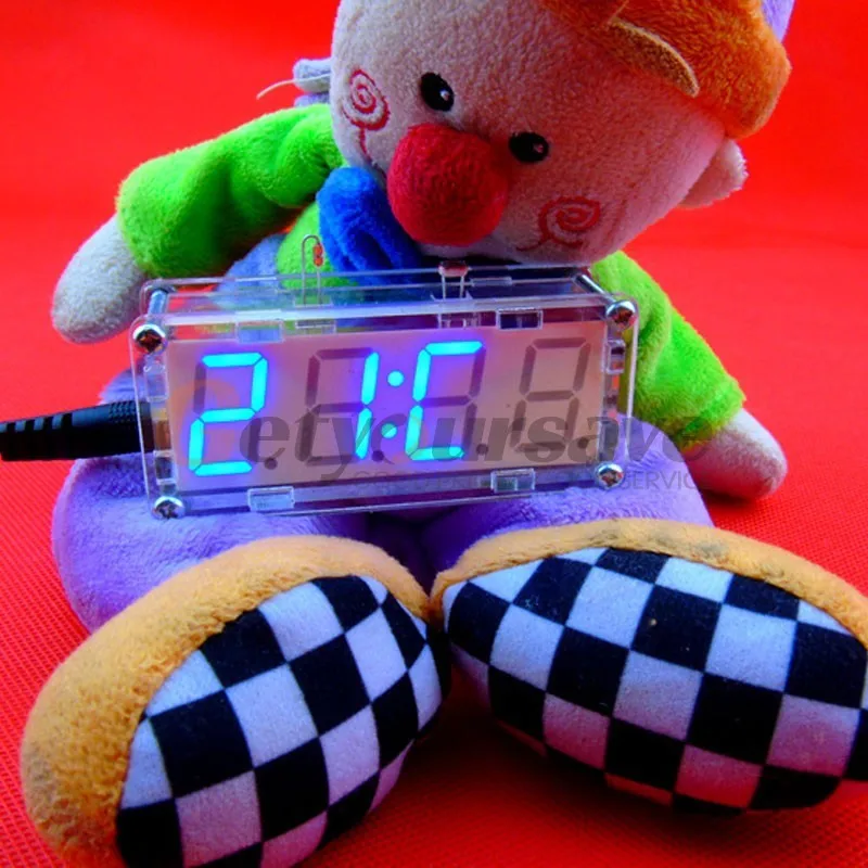 Набор электронных часов DIY в сборе, светодиодный индикатор температуры, встроенный будильник, вечерние часы для кухни - Цвет: Blue