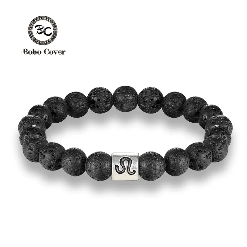 Bracelet Jewelry Stone bracelet beads lava natural homme fashion bangles Bracelet Men 12 Constellation Accessorie Jewelry male Lover Gifts