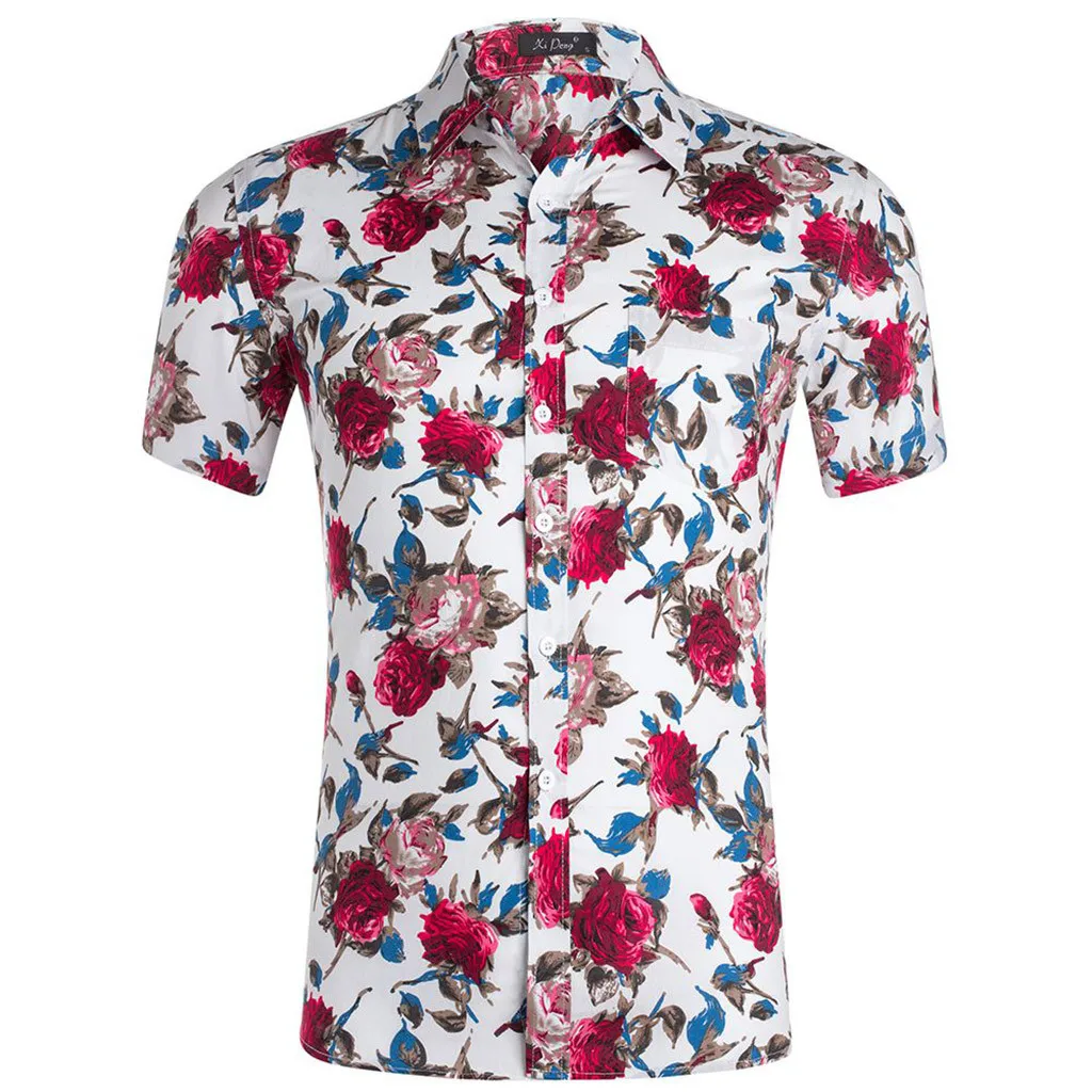 Новая модная мужская Гавайская 3D печать тренд цвет с коротким рукавом Повседневная рубашка блузка человек 2019 Летняя мужская рубашка рукав