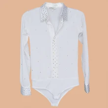 Детская рубашка для латиноамериканских танцев топы, белый длинный рукав для танцев, платье, одежда для вальса/ча/румбы, рубашки в латинском стиле для мальчиков