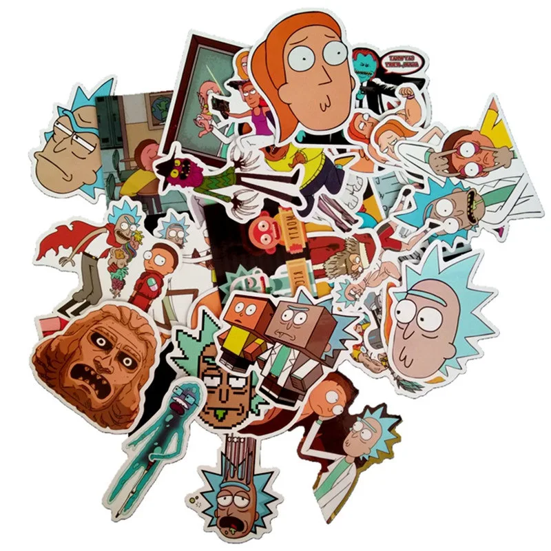 

35Pcs/set American Rick and Morty Sad Happy Funny Sticker Decal Car Laptop Bicycle Motorcycle Notebook Waterproof Stickers Toys