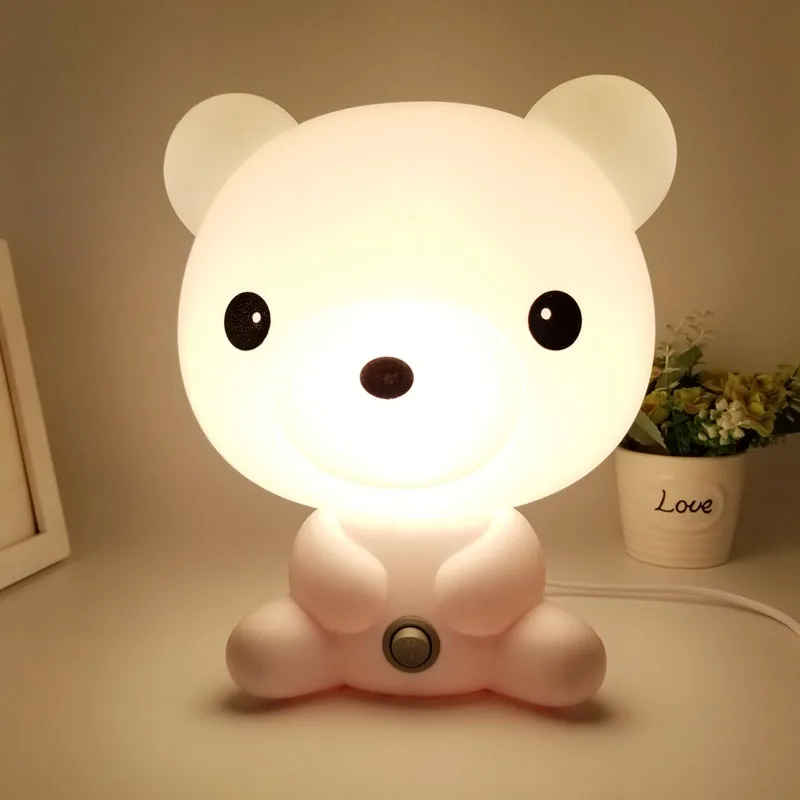 Kids Cute Bear Rabbit Led Night Light Lamp Desk Table Light Baby Bedroom Decoration Chidren Gift Animal EU US Cartoon
