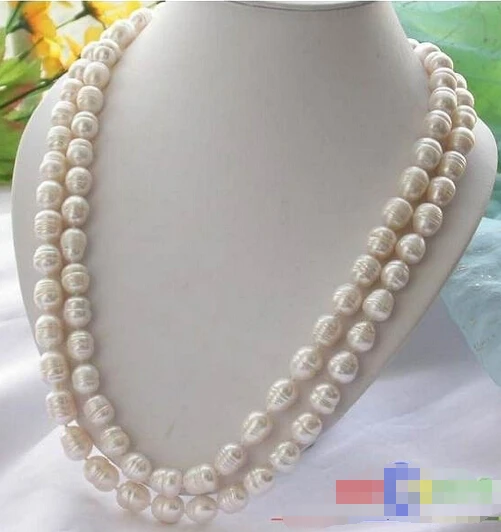 

HOT## Wholesale FREE SHIPPING p1732 50" 12*13MM white RICE FRESHWATER CULTURED PEARL NECKLACE