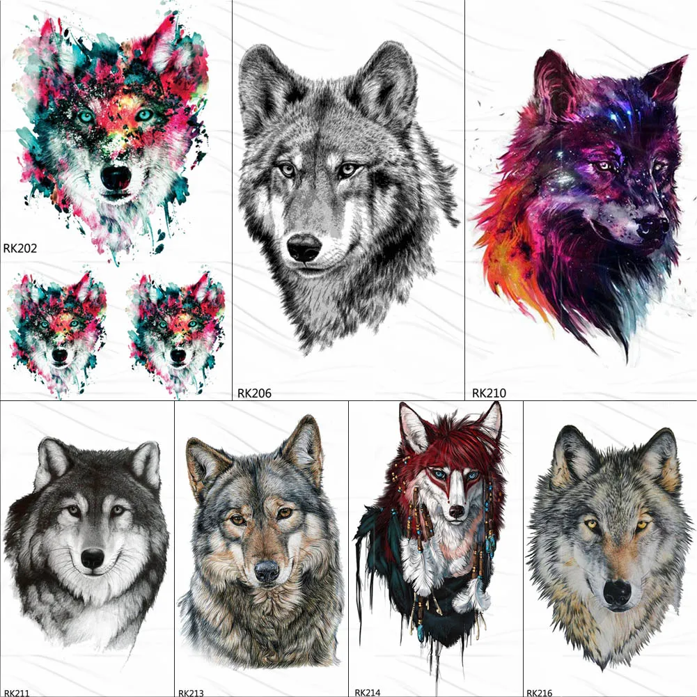 Временная тату наклейка OMMGO Wolf King Galaxy Universe водонепроницаемые поддельные