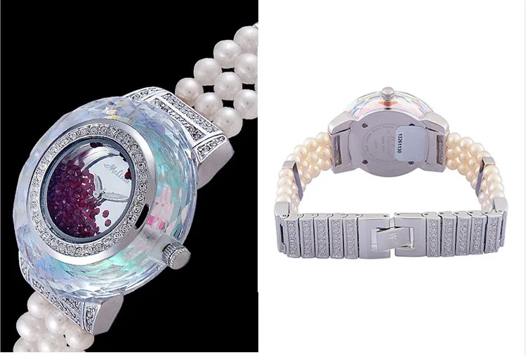 Модные женские часы MELISSA с жемчугом, элегантные женские вечерние часы, ювелирные изделия, многогранные режущие стразы, кварцевые часы MG956