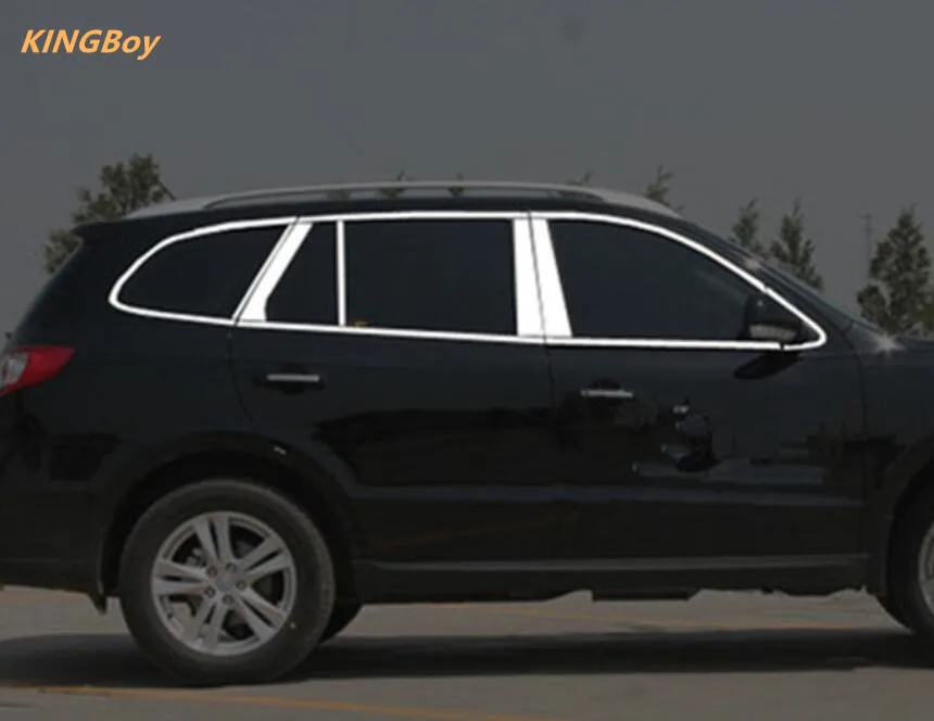 2007-2012 for Hyundai Santa Fe Chrome Window Trim 22pcs Frame Sill Belt Trims With Center Pillar Rain gear | Автомобили и