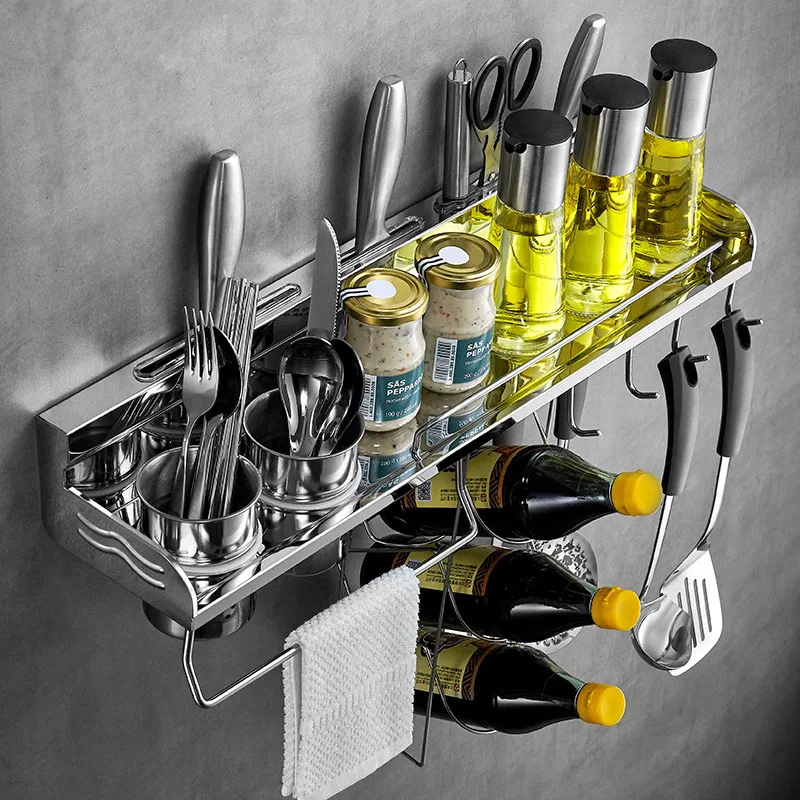  Kitchen Pantry Racks 304 Stainless Steel Wall Shelf Cookware Storage Knife Kitchen Utensil Tool Sun - 32953293300