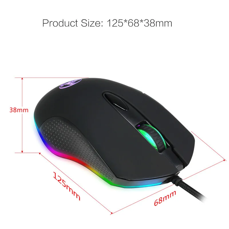 HXSJ S500 программируемый Gaming Мышь 6 пуговиц RGB подсветкой 4800 Точек на дюйм USB Проводная оптическая Мышь геймер для PC ноутбук