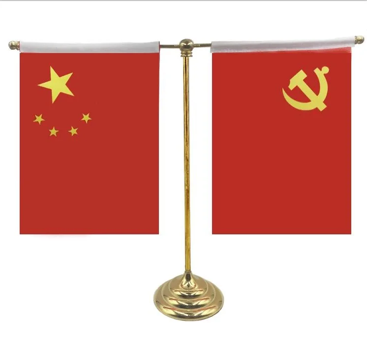 Golden T-shaped office table flag with any company in country 14*21cm | Дом и сад