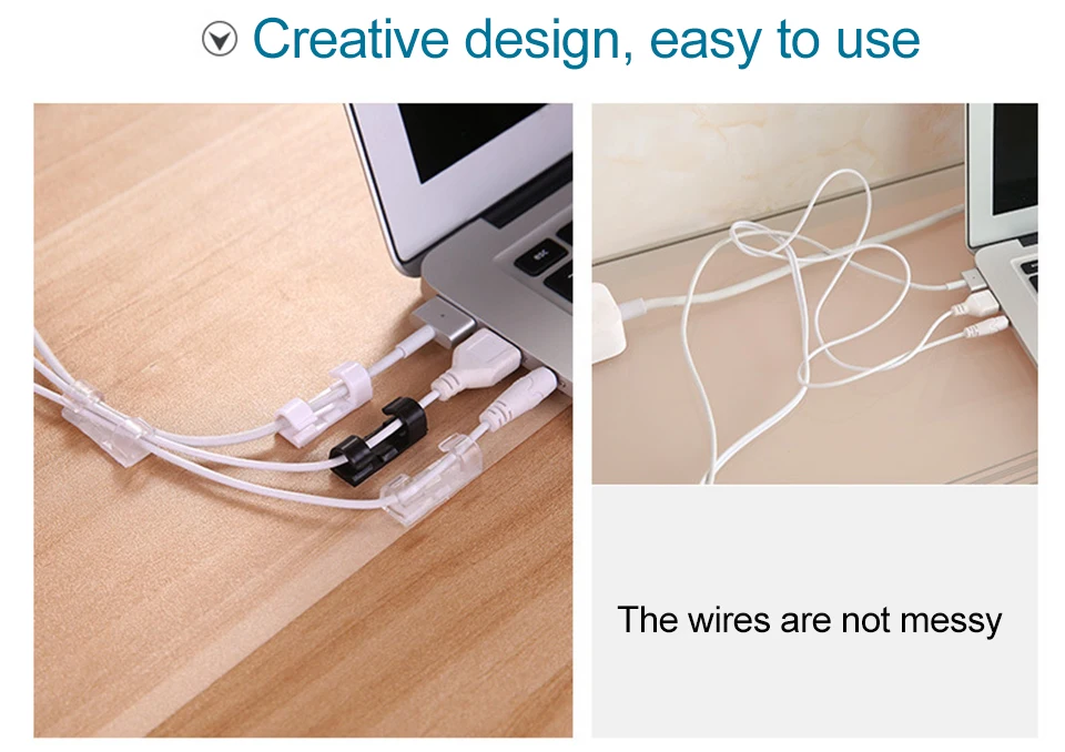 Wire Cable Management Organizer Desktop & Workstation Cord Clips Management Holder Data Telephone Line Cable Winder Sleeve (6)