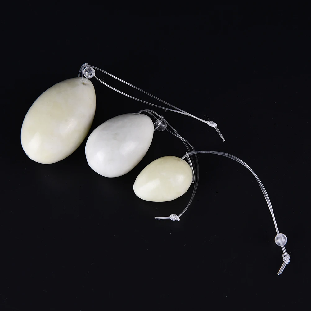 3 Pcs / Set Natural Jade Egg For Kegel Exercise 3pcs In 1 Set Pelvic Floor Muscles Vaginal Exercise Yoni Egg Ben Wa Ball