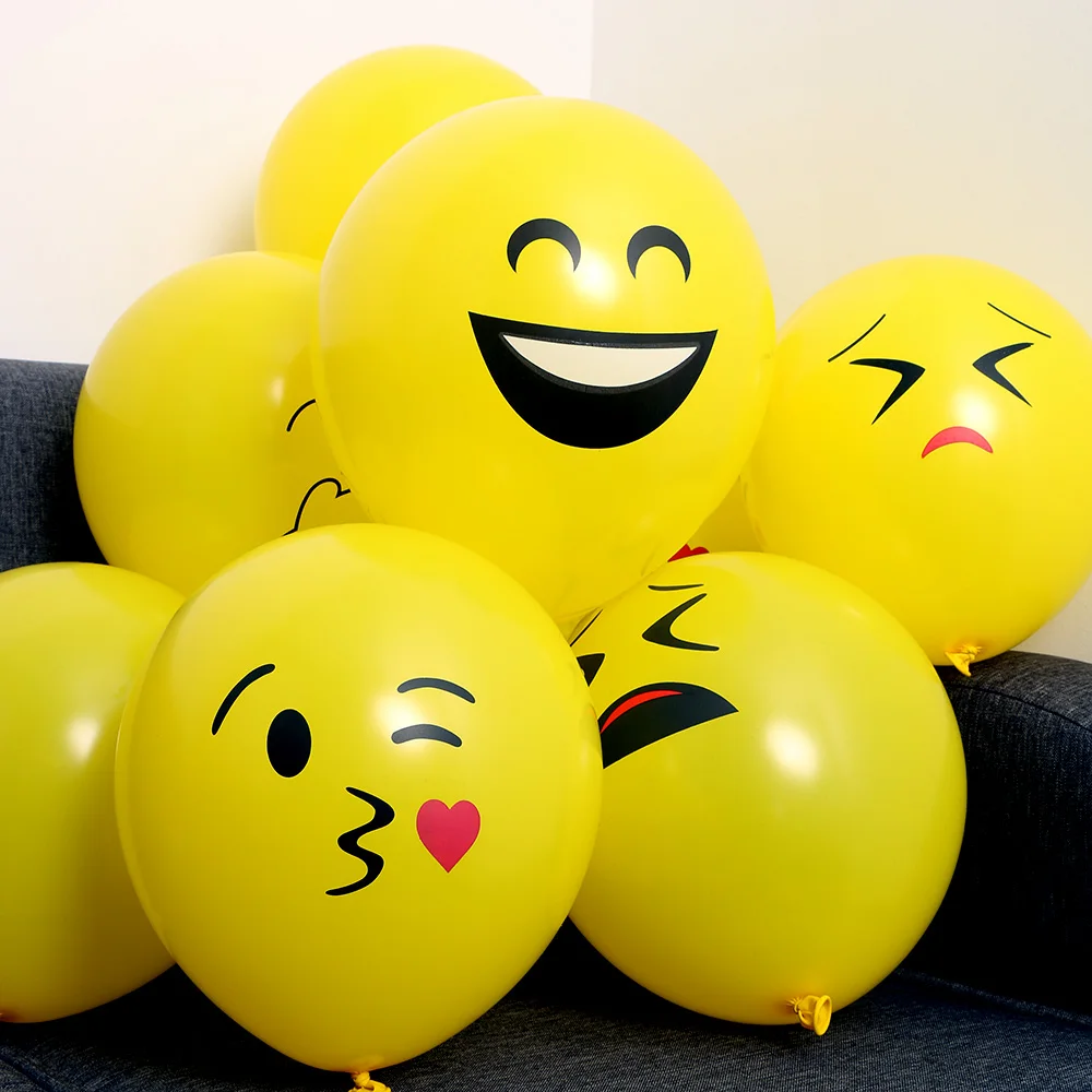 10pcs/set Emoji Balloons Smiley Face Expression Yellow Latex Balloons