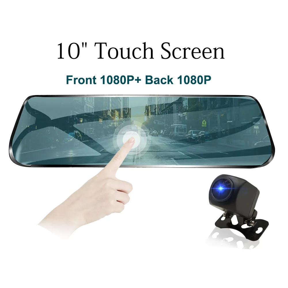 TAVIN 10 inch Touch Screen Car DVR Rear View Mirror Dash cam Full HD Front Car Camera + 1080P Back Cam Dual Lens Video Recorder TAVIN 10 inch Touch Screen Car DVR Rear View Mirror Dash cam Full HD Front Car Camera + 1080P Back Cam Dual Lens Video Recorder