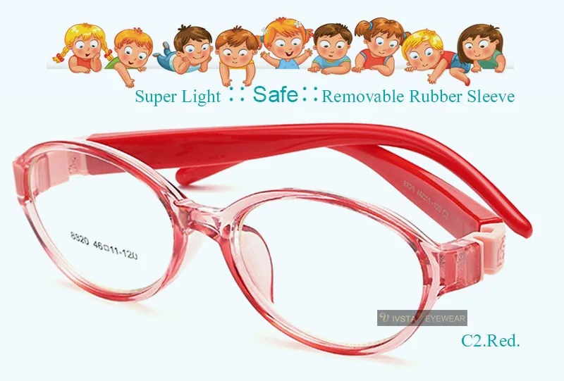 IVSTA гнущийся круглый светильник детские очки рамы дети рамки очки гибкие TR резиновая оптическая линза без винта безопасный светильник 8820