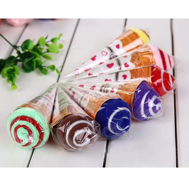 

Washcloth Double Color Pure Cotton Ice Cream Shaped Washing Towel Gift Party Favor HVR88