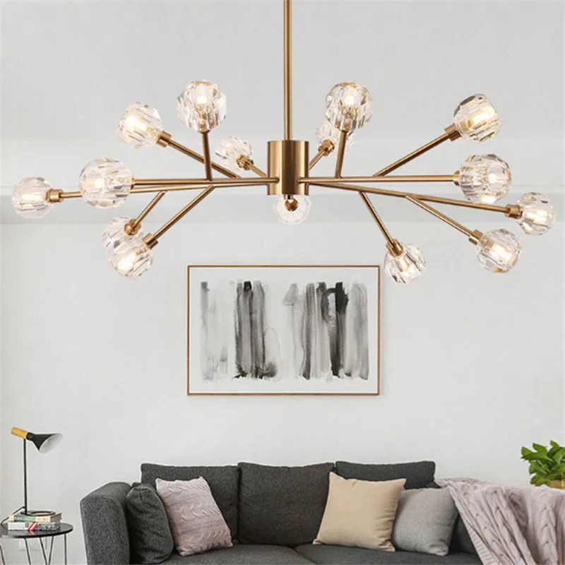 

Luxury crystal ball chandeliers ceiling lamp Gold lustre G9 led lamp for bedroom dining room cristal lighting fixture chandelier