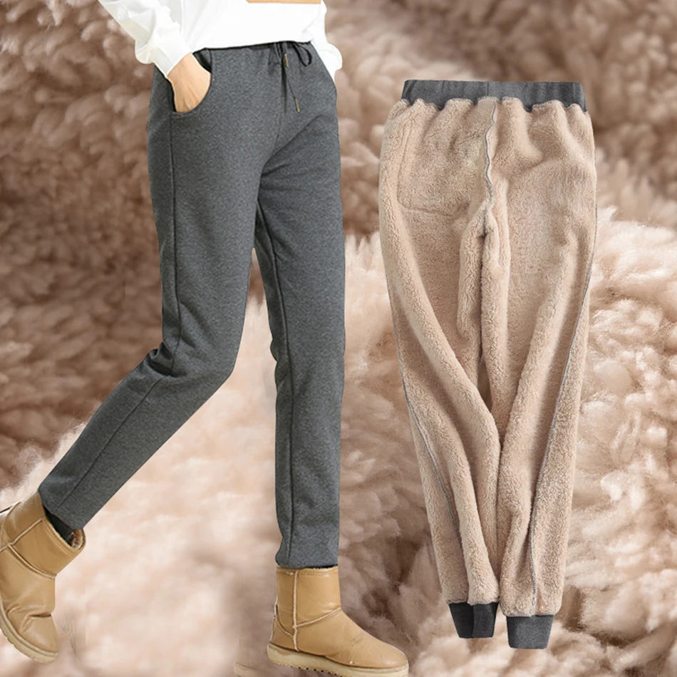 Теплые кашемировые штаны-шаровары, зимние женские повседневные штаны с высокой талией, плотные бархатные зимние штаны для женщин, кашемировые теплые женские брюки