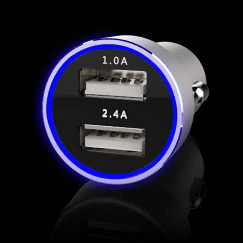 JHY 001 1A/2.4A металлический двойной USB Автомобильное зарядное устройство мини