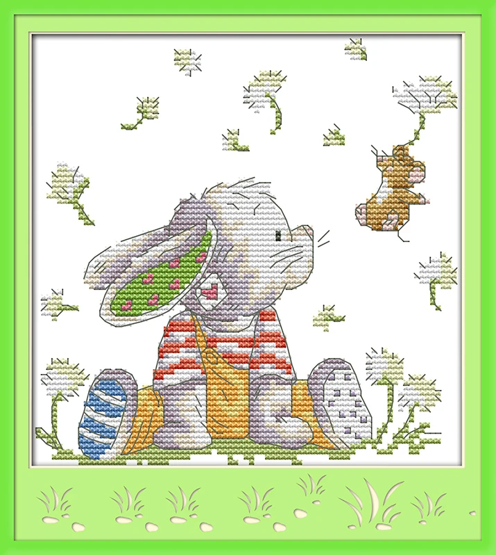 

The patch rabbit Counted Cross Stitch 11CT Printed 14CT Cross Stitch Cotton Cross-stitch Kit Embroidery Needlework