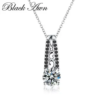 

Vintage Silver Necklace 925 Sterling Silver Fine Jewelry Trendy Engagement Necklaces for Women Wedding Pendants P061