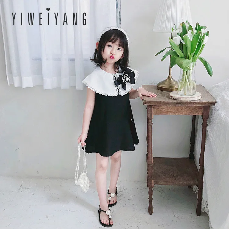 

Summer 2019 New Sleeveless Doll Collar Princess Dress Girl Baby Sweet and Lovely Dress Girls Christmas Dress Black Party Dress