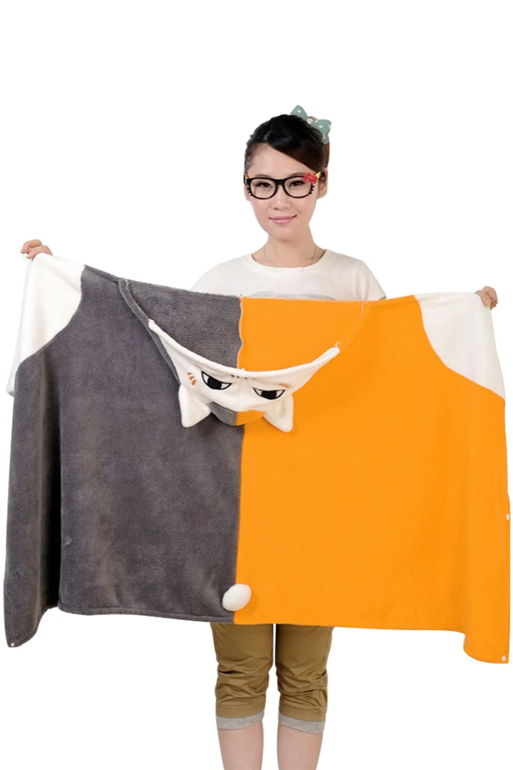 

Anime Natsume Yuujinchou Nyanko Sensei Cat Totoro Cloak Blanket Plush Cat Doma Cap Cosplay Halloween