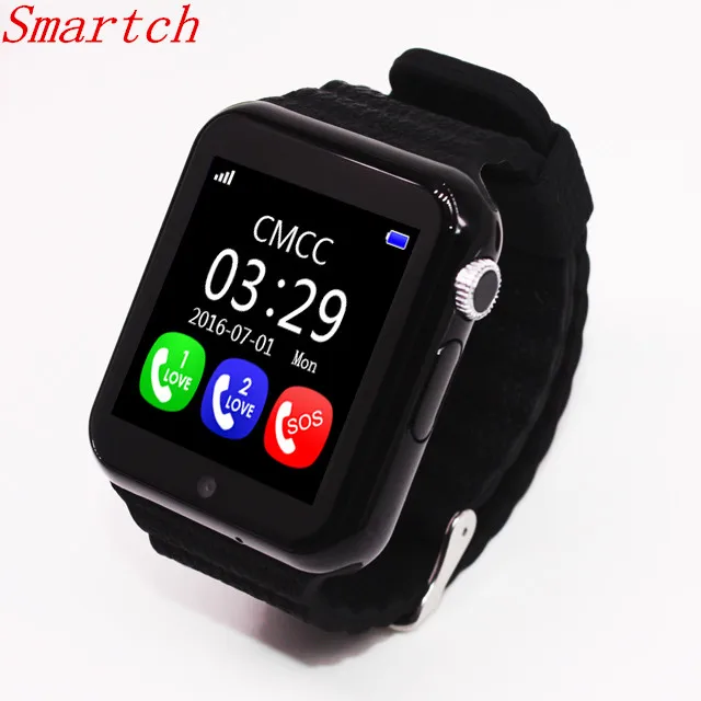 Smartch 2017 новая мода V7K gps Bluetooth Смарт часы для детей мальчиков и девочек Apple Android