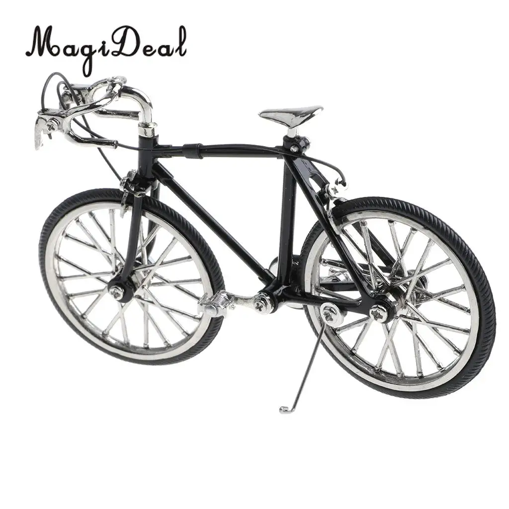 1:16 Scale Alloy Diecast Model Mini Bicycle Toy Black Color Road Simulation Bike Children Boys Gift Home Office Decoration