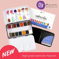 Prima Solid Watercolor Paint12 Colored Iron Box Portable Watercolour Hand-painted Painting Illustration Drawing Art Supplies