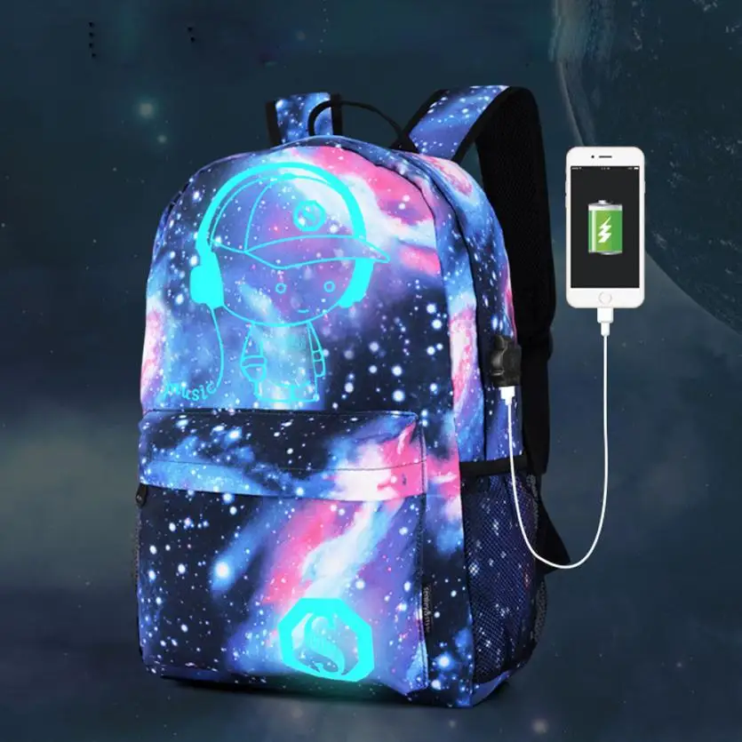 

Fishsunday Outdoor Sports Bags Luminous Travel Camping Bag Backpack Collection Canvas Bag USB Charger For Boys Girls 0801