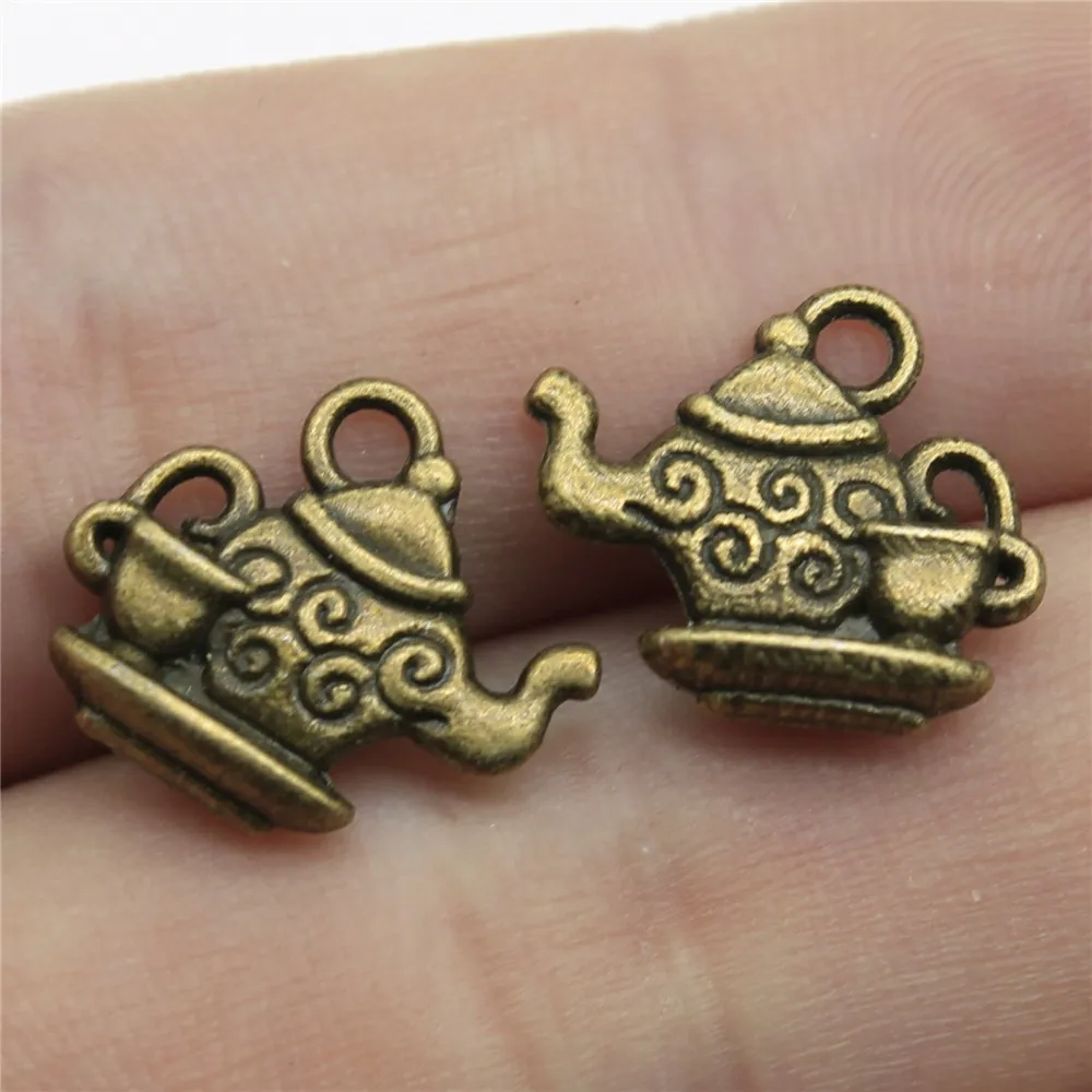 

30pcs/lot Teapot Cup Charms For Jewelry Making 0.5x0.6 inch (13x15mm) Antique Bronze Plated Accessories