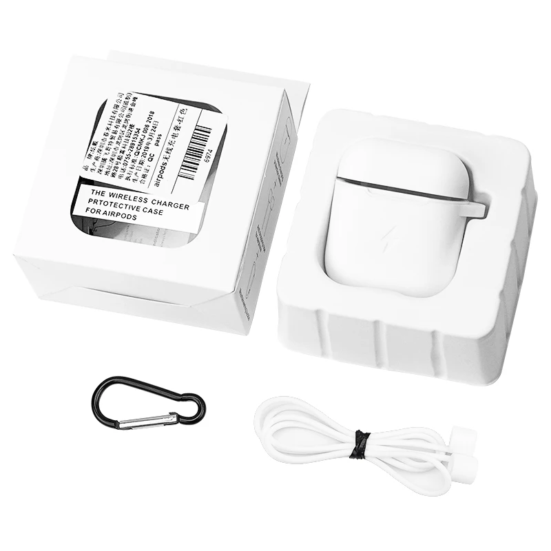Мягкий силиконовый чехол для Airpods беспроводной зарядный чехол Защитный чехол для Apple зарядное устройство для Airpods Беспроводная зарядная коробка - Цвет: Белый