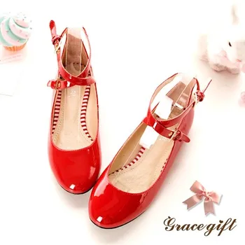 

Creepers Hot Sale 2017 Brand 34-47 Mary Janes T Strap Patent Round Toe Women's Shoes Square Heels Platform Spring Autumn 98-2